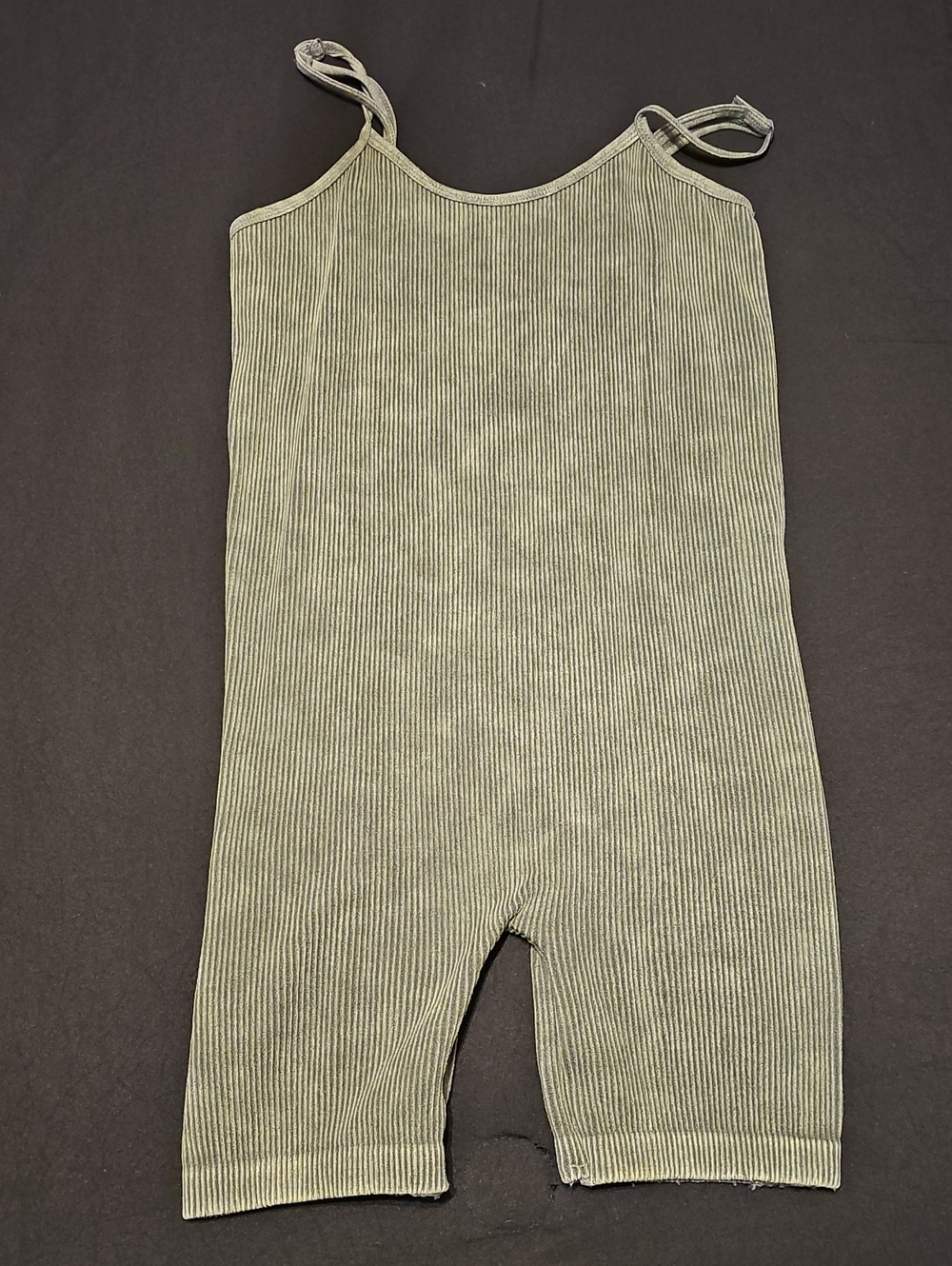 Ribbed Olive Green Strappy Jumpsuit